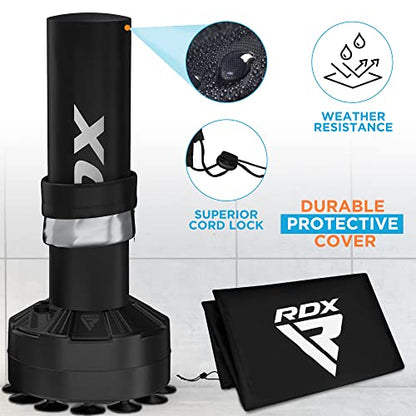 RDX Kids Freestanding Punching Bag & Cover, 4FT Heavy Duty Junior Ronin Target Pedestal Bag Set Suction Cup Stand Base Free Standing Kickboxing MMA Boxing Muay Thai Karate Home Gym Workout - color: RED