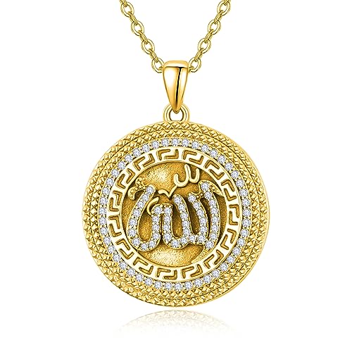 PRAYMOS 925 Sterling Silver Religious Islamic Necklace/Irish Triquetra Celtic Knot Pendant Jewelry Gift for Women - style: 2-Allah necklace gold