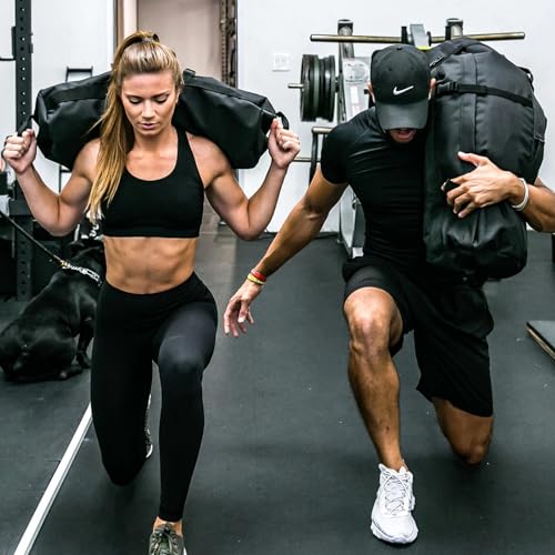 Taeku Fitness Sandbag with Handles, Adjustable Weight Training Bag | 1000D Oxford Fabric, Six Handles, Three Filler Bags, Adjustable Weight, Waterproof, Home Gym & MMA - color: Black