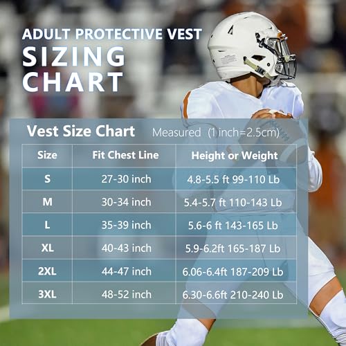 TUOY Adult Rib Chest Protector, New Version - Padded 5 Pads Baseball Football Lacrosse Rib Heart Sternum Guard - color: White, size: X-Large