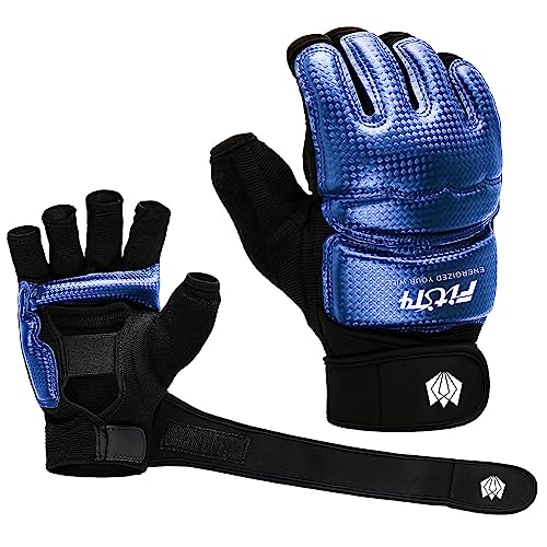 FitsT4 Sports Half Mitts MMA UFC Training Boxing Punch Bag Martial Arts Gloves - color: Blue, size: X-Small