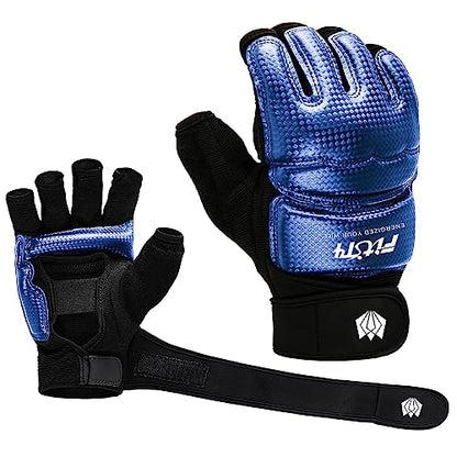 FitsT4 Sports Half Mitts MMA UFC Training Boxing Punch Bag Martial Arts Gloves - color: Blue, size: X-Small