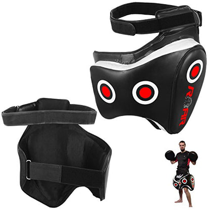 ROAR MMA Kickboxing Thigh Pads Training Kick Muay Thai Leg Protector Guard (BLK/White, Pair)