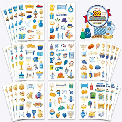 32 Sheets Hanukkah Stickers, Happy Hanukkah Stickers, DIY Crafts Gifts - style: Hanukkah
