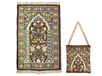 Prayer Mat, Prayer Mat Islam, Prayer-Rug Islamic, Muslim Prayer-Rug, with Elegant Design Bags, Soft Carpet, for Ramadan Islamic Muslim, Great Gift for Family, Friends (Brown)