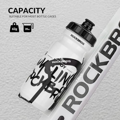 ROCKBROS Bike Water Bottle, 20-25oz Squeeze Cycling Water Bottle, BPA Free for Bicycle Running Hiking Gym & Outdoor Activities - color: 20oz White