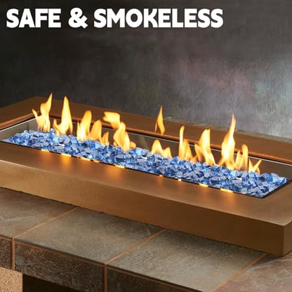 Blue Fire Pit Glass, 10 Pounds High Luster Fireplace Glass Rock | 1/2 Inch Fire Glass Rocks,Glass Rocks for Fire Pit Table, Propane Fireplaces, Fire Bowls - color: Pacific Blue, 1/2 Inch, size: 10 Pounds