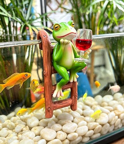 Climbing Frog Flower Pot Huggers, Funny Resin Frog Figurines Decor for Fish Tank Garden Planter Edge, Gift for Plant Lovers