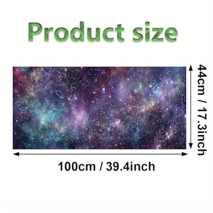Window Privacy Film 39.37 x 17.3 in Purple Blue Galaxy Stars Cling | Galaxy and star artwork brings a dreamy cosmic look while adding privacy to bedroom, game room, office and glass doors. - color: Colorful Window#06