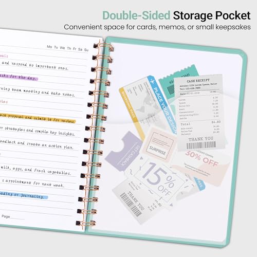CICPAP Lined Spiral Journal Notebook, A5 College Ruled Notebook for Journaling, Note-Taking, and Daily Planning, Durable Hardcover with an Elegant Design, Seafoam - color: G.Seafoam