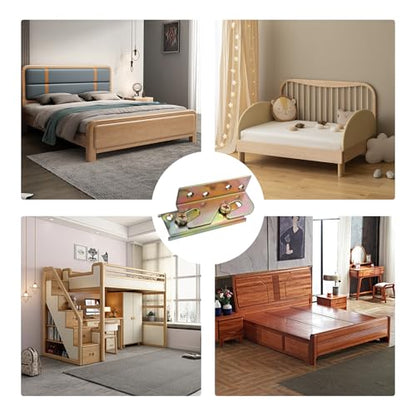 4 Sets Bed Rail Brackets,Heavy Duty Bed Frame Brackets Bed with Screws | Fittings Wooden Bed Frame Connectors - size: 4 Pieces