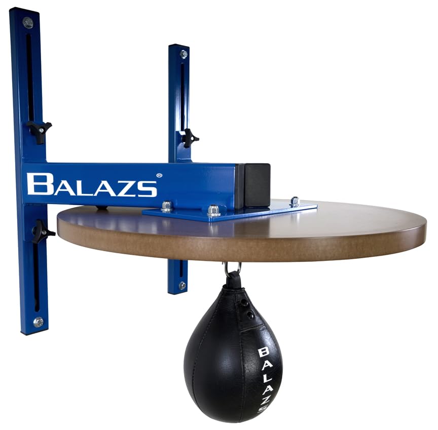 Balazs i-Box Speed Bag Platform - Heavy Duty Commercial Steel, Made in USA | Commercial Grade 11-Gauge Steel, 12" Adjustable Wall Mount, Pro Level III Swivel, 24" Drum, Made in USA - color: Blue