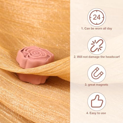 XIHIRCD 8pcs Magnetic Hijab Pins, Flower Shaped Small Hijab Magnets Multi-Purpose No-Snag Clothing Scarf Clasp Pinless Brooch for Women Men Shawl Scarves Clothes