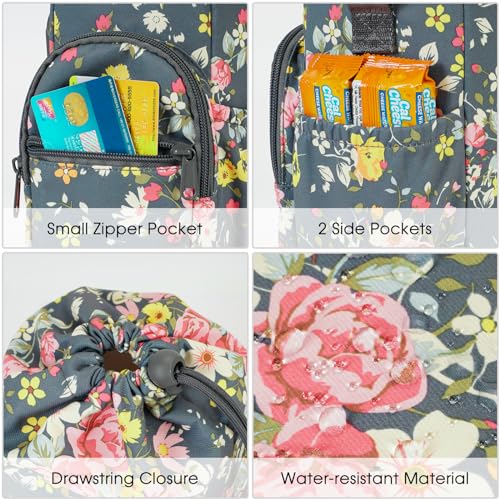 sportsnew 40oz Insulated Crossbody Water Bottle Bag Gym Hiking Phone Pocket | Water-resistant Lining, Padded Strap, Top Handle, Drawstring, Phone Pocket, Elastic Slots, Built-In Key Clip for Gym Walking - color: Rose
