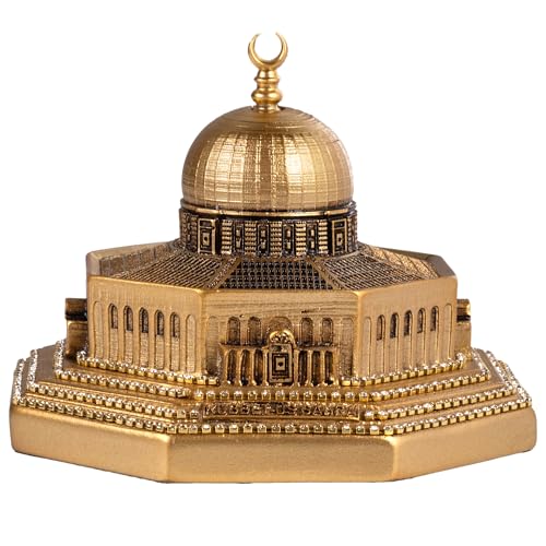 Modefa Muslim Home Decor Masjid Al Aqsa Replica (Gold, SM 3.5in x 5.1in) - color: Gold - Small (3.5in X 5.1in)
