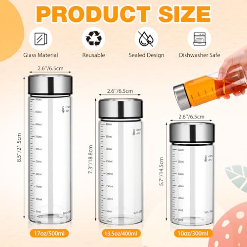 LemonRoad 12 Pack 13.5 oz Glass Juice Bottles Bulk Scale Wide Mouth Glass Water Bottle with Leakproof Stainless Steel Lids, Borosilicate Reusable Container for Juicing Smoothies Infused Water - size: 13.5 oz