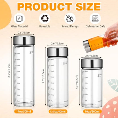 LemonRoad 12 Pack 13.5 oz Glass Juice Bottles Bulk Scale Wide Mouth Glass Water Bottle with Leakproof Stainless Steel Lids, Borosilicate Reusable Container for Juicing Smoothies Infused Water - size: 13.5 oz