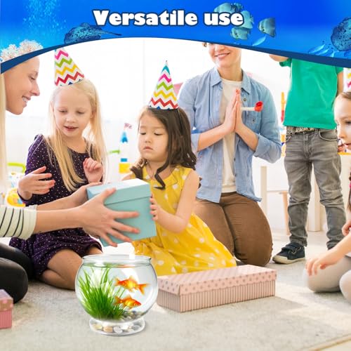 9 Pcs Fish Bowl 7.09 x 6.3 Inch Clear Plastic Fish Tank 100 oz Round Desktop Aquarium Multipurpose Goldfish Bowl for Home Office Party Favors Turtle Goldfish