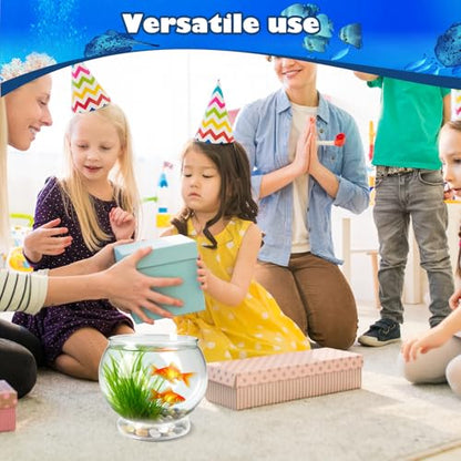 9 Pcs Fish Bowl 7.09 x 6.3 Inch Clear Plastic Fish Tank 100 oz Round Desktop Aquarium Multipurpose Goldfish Bowl for Home Office Party Favors Turtle Goldfish