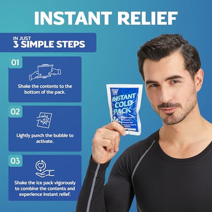 50 Pack Instant Ice Packs for Injuries, Disposable First Aid Cold Packs | No Freezer Needed, 6"x4.5" Instant Cold Packs for Injuries, Disposable Ice Packs for Kids, Postpartum Cold Compress - size: 50 Pack (6" x 4.5")