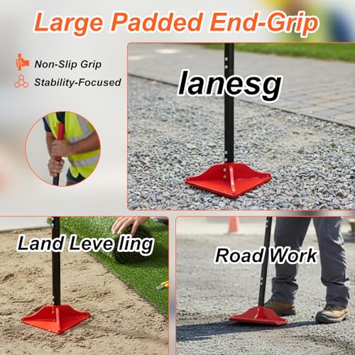 8" x 8" Steel Tamper Tool with 48" Handle, Heavy Duty Hand Compactor for Soil, Gravel, Dirt, Asphalt, Pavers, Driveway Repair, Lawn & Landscaping