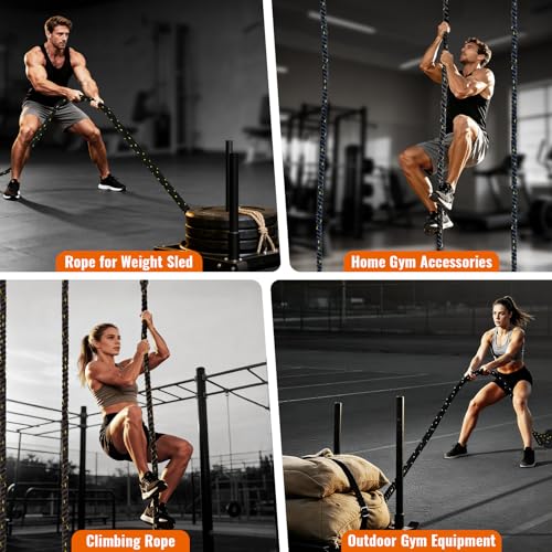 Weight Sled Rope Workout Sled Pulling Ropes Sleds Push Gym Equipment Weight Sleds Pull Rope for Training Tire Pulling Workout Ropes Fitness Resistance Football Exercise Equipment for Men Women - size: 1.5IN 30FT Sled Rope