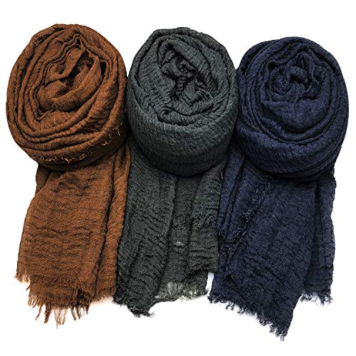 Women Scarf Shawl for All Season 3PCS Scarve Wrap Scarve. - color: Dark Brown, Dark Green, Dark Blue