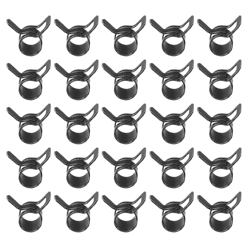 PATIKIL Spring Band Hose Pipe Clamps for 5-6mm OD Hose, 25 Pack Silicone Vacuum Constant Tension Band Clips for Fuel Line Silicone Air Hose Tube Water Pipe, Black - color: Black, size: 5-6mm