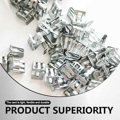 15 PCS Dashboard Trim Clip, A-Pillar U-Shaped Liftgate Trim Panel Fastening Buckle, Metal Rust-Proof Decorative Fixing Clips Replacement, Universal for Most Cars Repair Accessories (Silver)