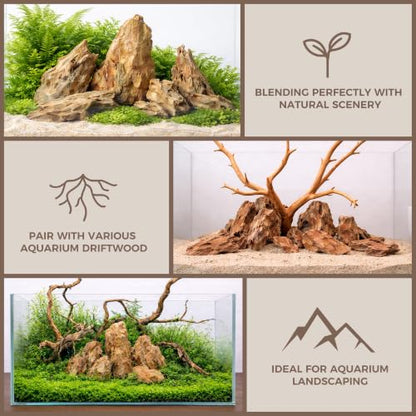 2.2-4.1 Inches Natural Dragon Stone, 10 PCS Small Aquarium Rocks for Aquascaping, Nano Tanks, Terrariums, Reptile Tanks & Aquarium Décor - size: 2.2-4.1 in