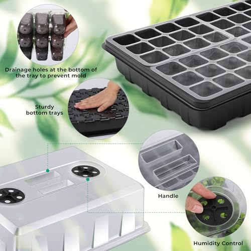 Seed Starter Tray, Seedling Starter Trays for Starting Plant Seeds, Indoor Gardening Plant Germination Trays, Black, 5PCS - color: Black 5pcs