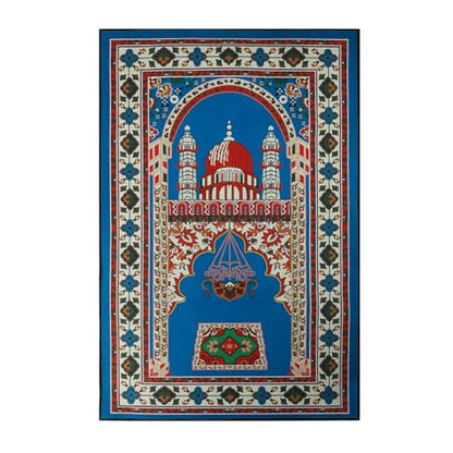 Muslim Prayer Rug Turkish Islamic Prayer Mat Thick Praying Carpet Janamaz Sajjadah Namaz Seccade Arabic Prayer Rug for Eid Ramadan - color: Blue-1