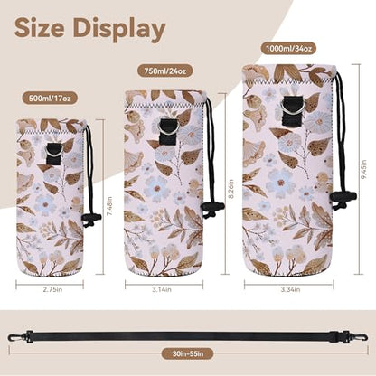 Neoprene Water Bottle Carrier Bag with Adjustable Shoulder Strap,Insulated Water Bottle Cover for Stainless Steel/Glass/Plastic Bottles - color: BC-59, size: 500ml