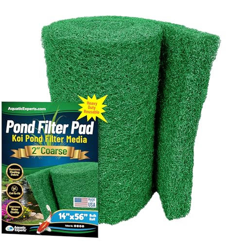 Aquatic Experts Green COARSE Pond Filter Pad - 2 inch Thick - Bulk Roll Water Garden Filter Pond Media - Made in USA, (14" x 56") - size: 14" x 56"