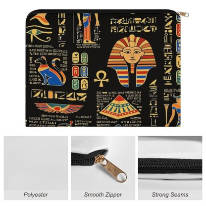 Ancient Egyptian Artifacts Makeup Bag for Women, Cosmetic Pouch Travel Toiletry Organizer Bag 8.9"x6.5" Polyester - color: Ancient Egyptian Artifacts
