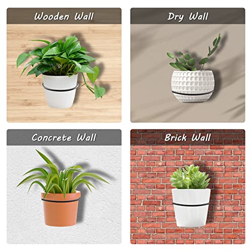 Jiozermi 2 Pack 8 inch Flower Pot Holder Ring, Matte Black | Flower Pot Holder Ring Wall Mounted Set Wall Mounted Metal Planter Hanger Matte Black Hanging Plant Holder - size: 8"