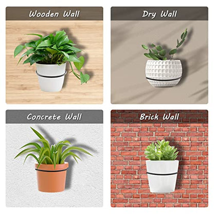 Jiozermi 2 Pack 8 inch Flower Pot Holder Ring, Matte Black | Flower Pot Holder Ring Wall Mounted Set Wall Mounted Metal Planter Hanger Matte Black Hanging Plant Holder - size: 8"