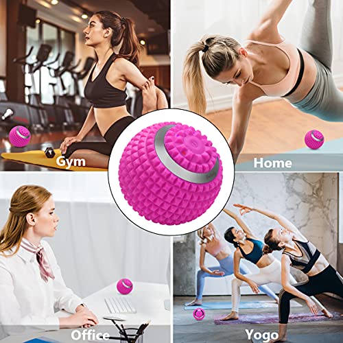 Vibrating Massage Ball 4-Speed High-Intensity Fitness Yoga Massage Roller, Relieving Muscle Tension Pain & Pressure Massaging Balls (Pink) - color: Pink