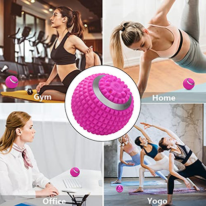 Vibrating Massage Ball 4-Speed High-Intensity Fitness Yoga Massage Roller, Relieving Muscle Tension Pain & Pressure Massaging Balls (Pink) - color: Pink
