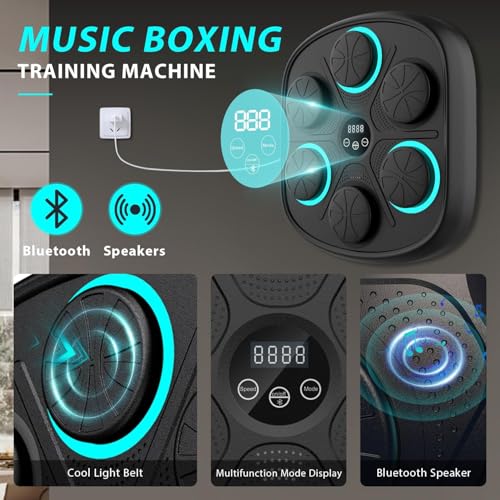 2026 Music Boxing Machine for Adults - Smart Bluetooth 2.0 Wall-Mounted Boxing Machine with Gloves Punching Bag for Home, Office, and Gym, 9 Modes & 9 Speeds