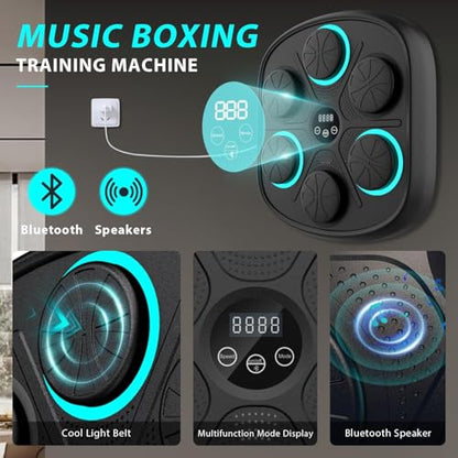 2026 Music Boxing Machine for Adults - Smart Bluetooth 2.0 Wall-Mounted Boxing Machine with Gloves Punching Bag for Home, Office, and Gym, 9 Modes & 9 Speeds