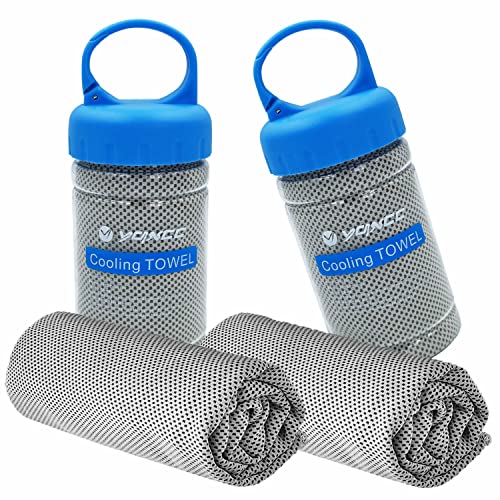 YQXCC 2 Pack Cooling Towels (47"x12"), Ice Cool Towel for Neck & Face | Cooling Neck Wraps, Soft Breathable Microfiber Chilly Towel for Yoga, Golf, Gym, Running, Camping & Hot Weather - color: 2*light Gray