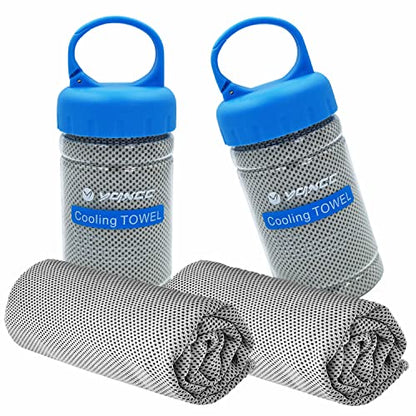YQXCC 2 Pack Cooling Towels (47"x12"), Ice Cool Towel for Neck & Face | Cooling Neck Wraps, Soft Breathable Microfiber Chilly Towel for Yoga, Golf, Gym, Running, Camping & Hot Weather - color: 2*light Gray