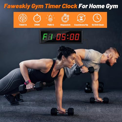 Upgraded Gym Timer Clock for Tabata/FBG/EMOM - Large Digital Interval Workout for Fitness Enthusiast, Count Down & Up | Stopwatch | Workout Clock for Home Gym/Yoga/Boxing/Garage Fitness Times