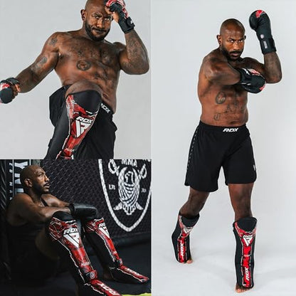 RDX Shin Instep, Kickboxing Muay Thai, Leg Instep Pads, MMA Martial Arts Kicking Sparring Training Gear, BJJ Karate Boxing Taekwondo - size: X-Large