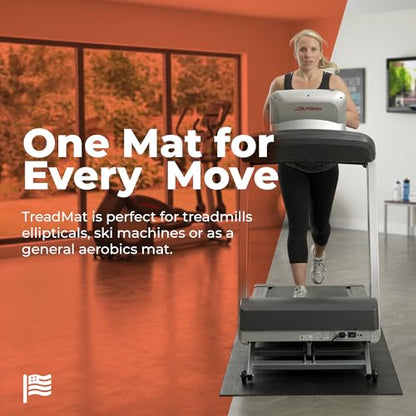 SuperMats Heavy Duty Equipment Non-Slip Mat 12GS | 36" × 90" – Fits large treadmills, ellipticals, rowers, recumbent bikes, home gyms, and fitness equipment. - color: Black