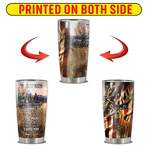 WAZONE Deer Hunting Tumbler Cup With Lid To My Dad Hunting Partners For Life Travel Mug Stainless Steel Vacuum Insulated 20oz Gifts For Deer Hunters Father Dads From Son Daughter - color: Hunting