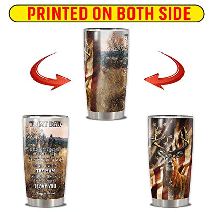 WAZONE Deer Hunting Tumbler Cup With Lid To My Dad Hunting Partners For Life Travel Mug Stainless Steel Vacuum Insulated 20oz Gifts For Deer Hunters Father Dads From Son Daughter - color: Hunting