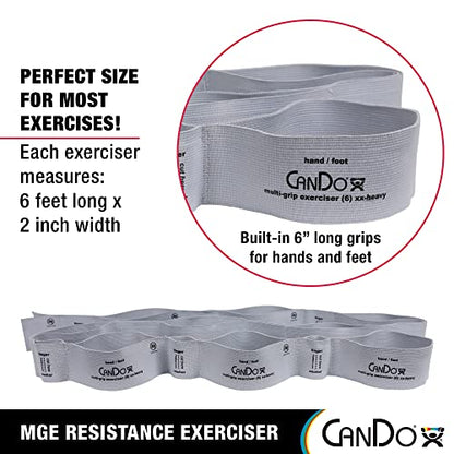CanDo Multi-Grip 6 Foot Exercise Resistance Band with Hand/Foot Loops for Total Body Workouts, Training, Rehab, Stretching and Therapy - style: XX-Heavy