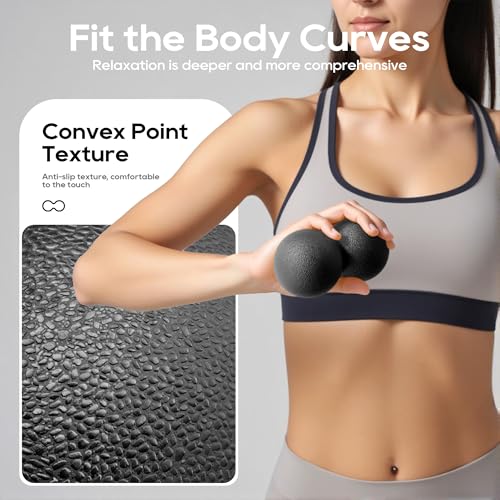 Peanut Massage Ball for Myofascial Release & Plantar Fasciitis Pain Relief | Hard lacrosse ball for deep tissue, yoga, acupoint pressure, trigger point and muscle relaxer therapy - color: Black-single Pack